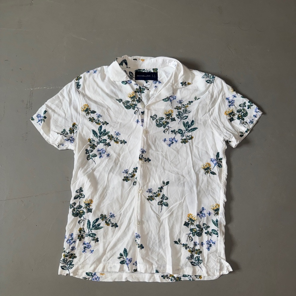 Abercrombie & Fitch White and Blue Dress Shirt